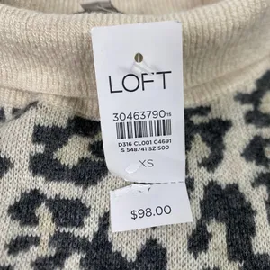 LOFT Sweater Dress Womens XS‎ Beige Leopard Animal Print Turtleneck Long Sleeve thumbnail 3