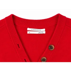 Anthropologie Red Button Front Tunic Sweater Womens M Long Sleeve Knit Top thumbnail 5