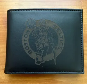 Boston Celtics Mens Bifold Wallet Black NBA Basketball Leprechaun Logo ID Window thumbnail 1