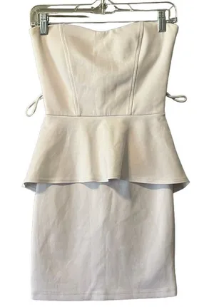 La Seala USA Strapless White Mini Dress Size Small Summer Party‎ Preppy Beach thumbnail 1