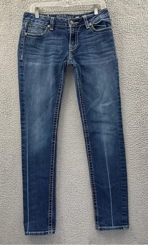 Miss Me Low Rise Skinny Jeans Gold Sequin‎ M Pockets Western Women's 30 x 31.5 thumbnail 1