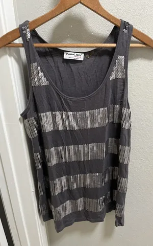 Y2K Michael Stars Gray Sequin Tank Top One Size thumbnail 1