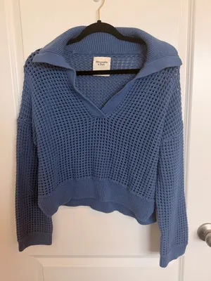 Abercrombie & Fitch Open Knit Polo Sweater XS thumbnail 1