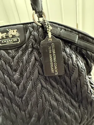 Coach 70th anniversary quilted chevron nylon satchel bag thumbnail 2