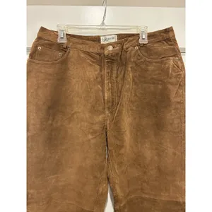 Bagatelle New Vintage 90s Brown Genuine Suede Leather Pants Women’s 16 High Rise Straight thumbnail 2