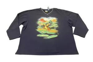 Pooh‎ Woman Tigger Flies A Kite Sweatshirt Graphic V-neck Size 26W/28W Blue Vtg thumbnail 1