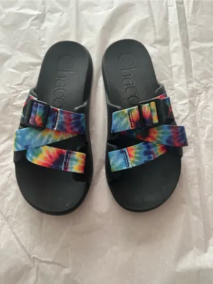 Chaco Tie-Dye Double-Strap Slide Sandals - Black Footbed thumbnail 2