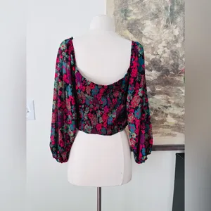 Free People Haut Oh Lala in Black Motif Size Large NWT $128 thumbnail 5