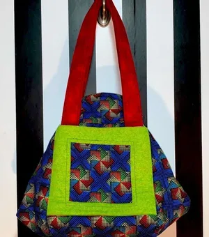 Fabric Quilted Handmade Zipper Folding Oversize Handbag Unique Funky Zips Shut thumbnail 1