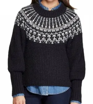 Universal Thread fairisle black puff sleeve sweater small thumbnail 1