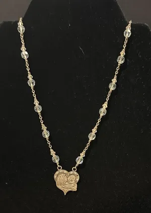 Chapel‎ Sterling Silver Mary Baby Jesus Blue Beaded Necklace Vintage thumbnail 1