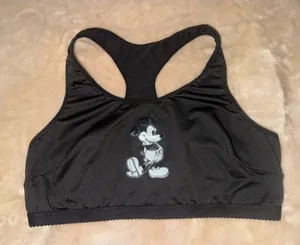 Disney Mickey Mouse Racerback Sports Bra Blk Womens 2XL Activewear Bralette (C) thumbnail 1
