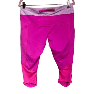 Lululemon Run Pace Crop‎ Leggings Pink Women’s Size 10 thumbnail 2