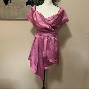 Lulus Always Celebrating Mauve Pink Satin Off-the-Shoulder Mini Dress thumbnail 3