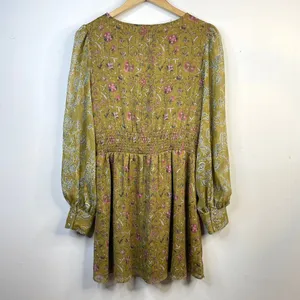 House of Harlow 1960 Mustard Floral Smocked Long Sleeve Flowy Smocked dress M thumbnail 6