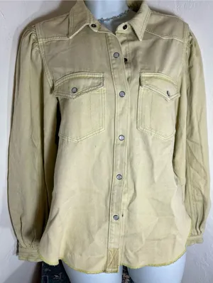 We The Free Pale Yellow Snap-Front Jean Jacket thumbnail 1