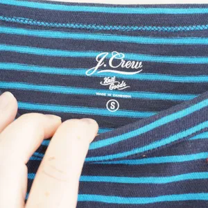 J. Crew Size Small Striped Long Sleeve Tee Navy Blue Avec Amour Embroidered thumbnail 5