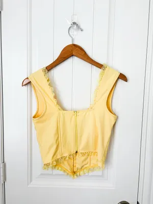 Edikted Button Front Lacey Corset Yellow Size Small NEW thumbnail 4