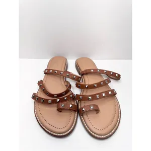 Crevo Sandals‎ Womens Size 7 Tan Leather Open Toe Spike Details thumbnail 3