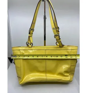 COACH Medium Patent Leather Shoulder Bag Yellow thumbnail 7