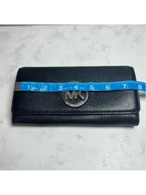 Women's Michael Kors Pebbled Leather Fulton Continental Flap Wallet Black thumbnail 9