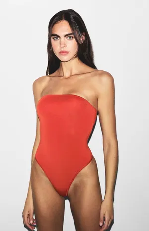 Skims smooth lounge smooth lounge strapless bodysuit in Terra thumbnail 1