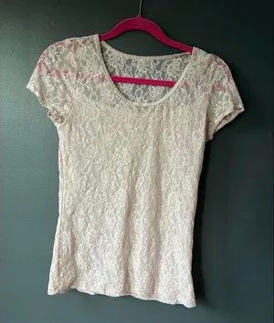 Pale pink lace top with camisole thumbnail 2