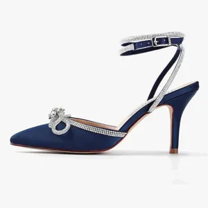 Blue and Silver Stiletto Heels with Rhinestone Embellishments thumbnail 4