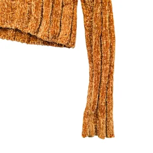 Yellow Crop Chenille Ribbed Y2K Favlux Vintage‎ Academia Cozy Sweater Small thumbnail 10