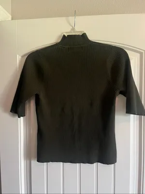 Marisa Christina Ribbed Mock Neck Top - Olive Green thumbnail 2