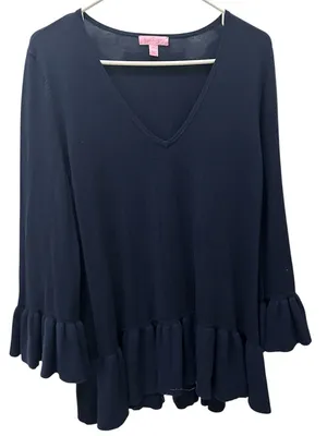 LILLY PULITZER Adela Ruffle Sleeve & hem shirt size Large thumbnail 2