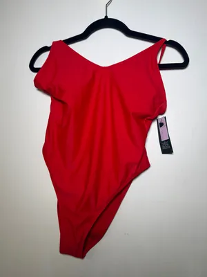 Wild Fable Medium 8/10 Bright Red One-Piece Swimsuit NWT thumbnail 2