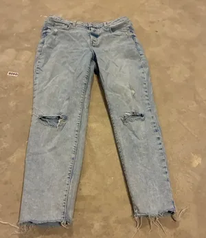 Old Navy Womens O.G. Straight High Rise‎ Light Wash Distressed Jeans Size 14 thumbnail 1