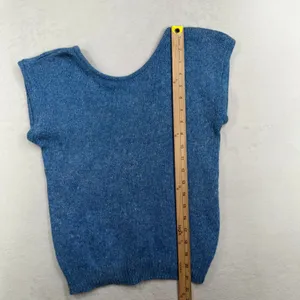 Vintage Heidi Large Sweater Vest Blue Silk Angora Blend Sleeveless Knit Retro thumbnail 9