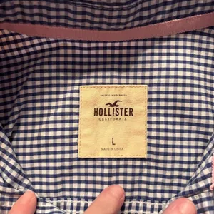 Hollister Button up Shirt Long‎ Sleeve Women's Size L Blue Checked thumbnail 3