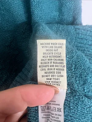 L.L.Bean teal midweight cotton slub rollneck pullover sweater, textured, knit thumbnail 9