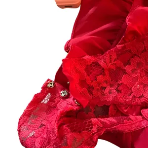 Victorias Secret Red Lace Teddy Ruffled Satin Trim Spaghetti Straps gold label thumbnail 7