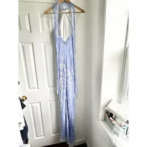 Amanda Uprichard Ashton Lavender Floral Scarf Halter Maxi Dress Medium thumbnail 6