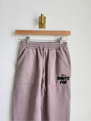 White Fox Offstage Sweatpants Moon Taupe Oversized Joggers XS Pockets Logo thumbnail 4