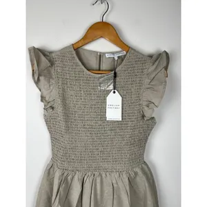 NWT English Factory Smocked Ruffle Sleeve Mini Dress Beige Small NWT BC225D thumbnail 12