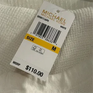 Michael Kors Women's White Ribbed Hoodie Sweater‎ Size M Pullover thumbnail 12