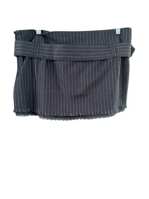 Women's GUIZIO Gray Pinstripe Mini Skirt with Belt S thumbnail 9