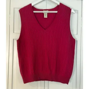L.L. Bean cashmere wool cableknit vneck sweater vest large thumbnail 9