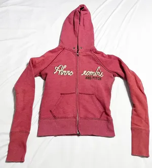 Abercrombie & Fitch Womens Y2K Vintage Full Zip Hoodie Embroidered Red Size M‎ thumbnail 1