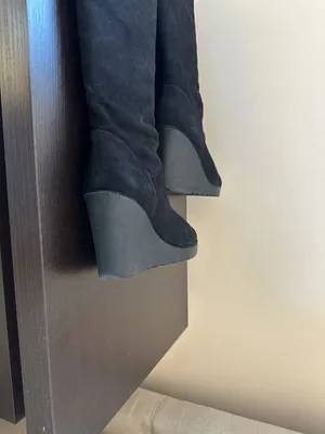 Donald Pliner Iliya Black Suede Wedge Knee High Boots Size 9.5. thumbnail 3