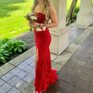 Faviana Prom Dress Red Slit 11054 thumbnail 8