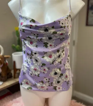 Floral silk blouse Purple thumbnail 1
