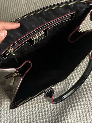 Arcadia Black Patent Satchel with PinkTrim thumbnail 8