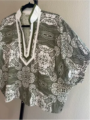 Entro Abstract Dolman Blouse Top in Green Size S thumbnail 6