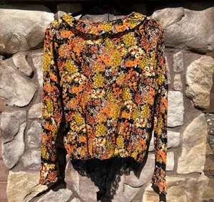 Free People Heatwave Floral Bodysuit Size Medium Boho Ruffle Bell Sleeve NWT thumbnail 7